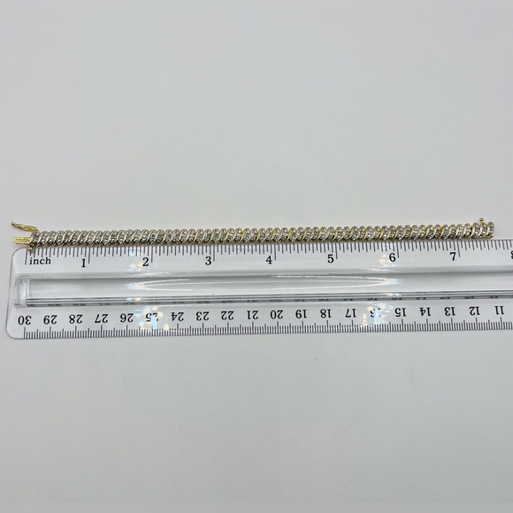 .50 CT Natural Diamond Gold Plated Wave link Bracelet - Picture 4 of 4